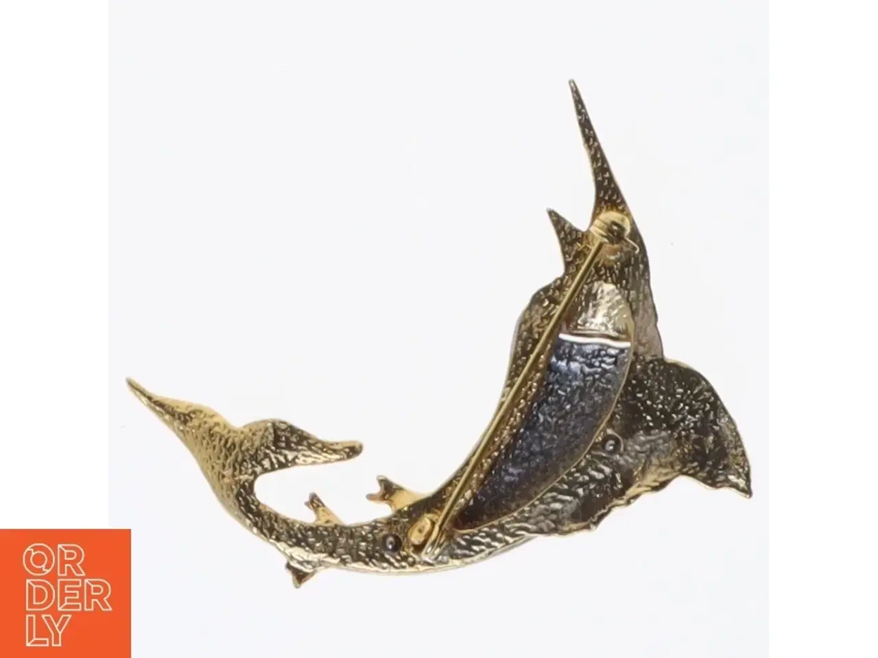 Billede 2 - Guldfarvet marlin fisk broche (str. 5 komma 5 x 5 cm)