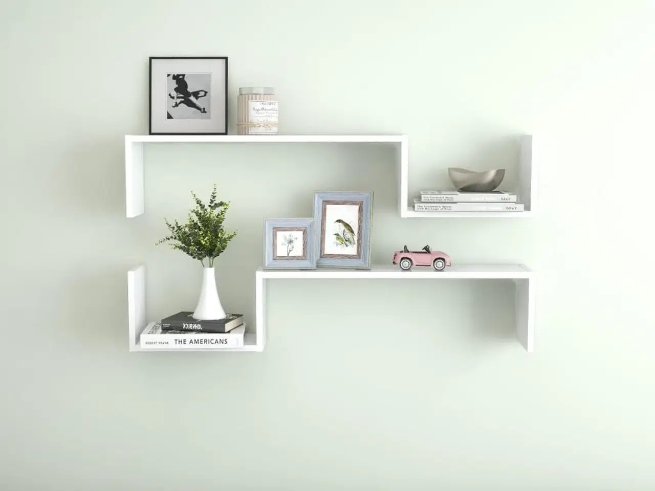 Billede 1 - Væghængte hylder 2 stk. 100x15x20 konstrueret træ hvid