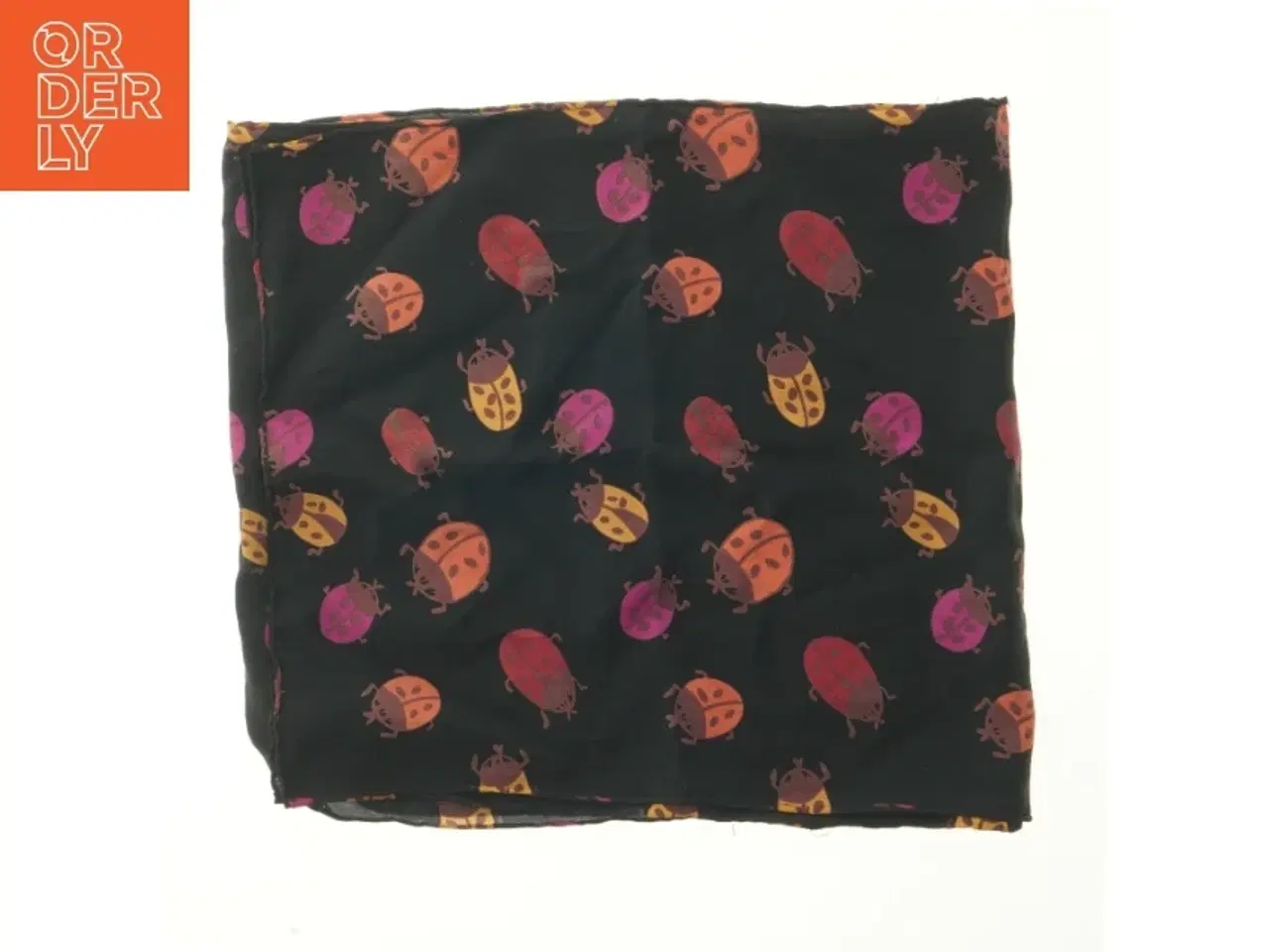 Billede 1 - Vintage Charlotte Sparre Silke tørklæde med mariehøns (str. 35x155 cm)