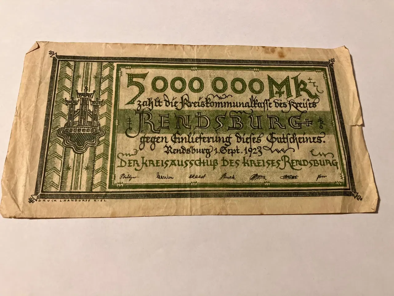 Billede 1 - 5.000.000 Mark Rendsburg 1923 Germany