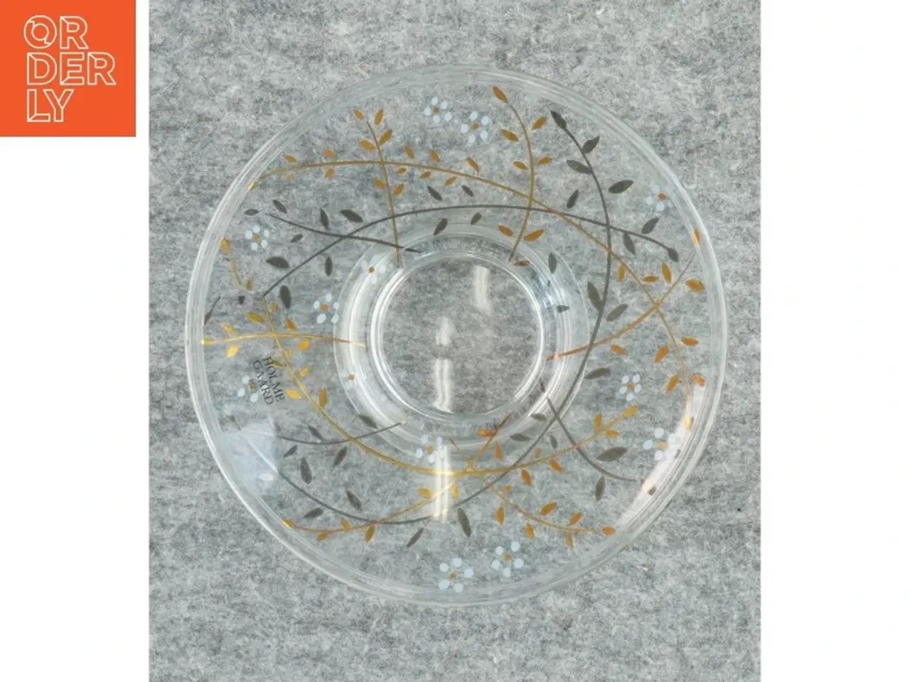 Billede 3 - Glasfad med dekoration fra Holmegaard (str. 16x4 cm)