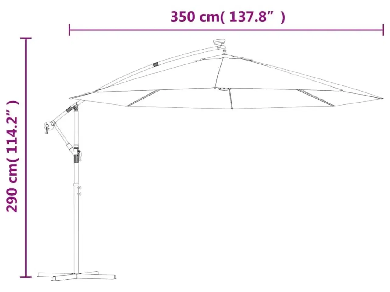 Billede 12 - Hængeparasol med LED-lys og metalstang 350 cm sandfarvet