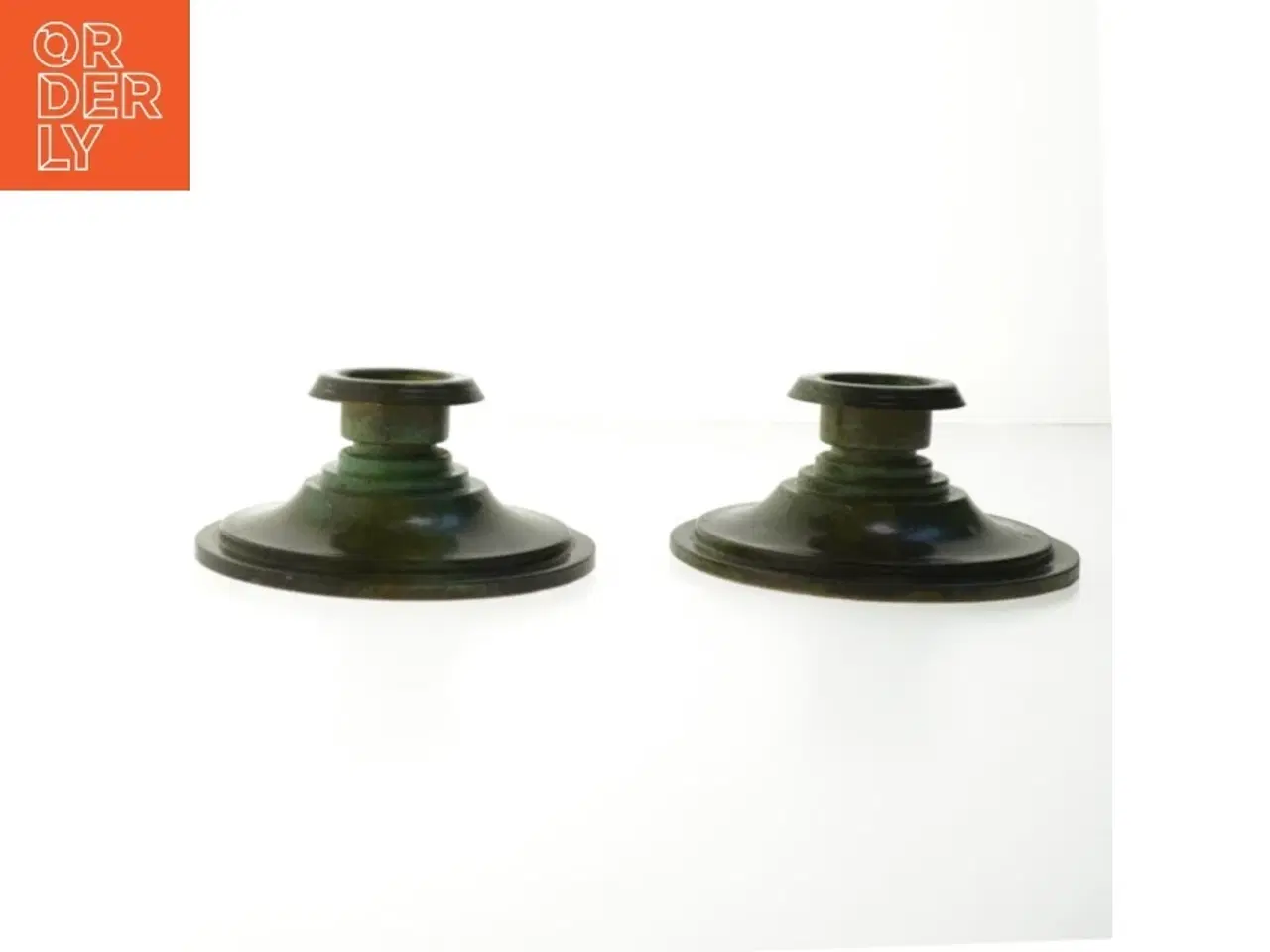 Billede 1 - Antikke lysestager i Bronze metal (str. Ø. 6,5 cm. længde. 7 cm)