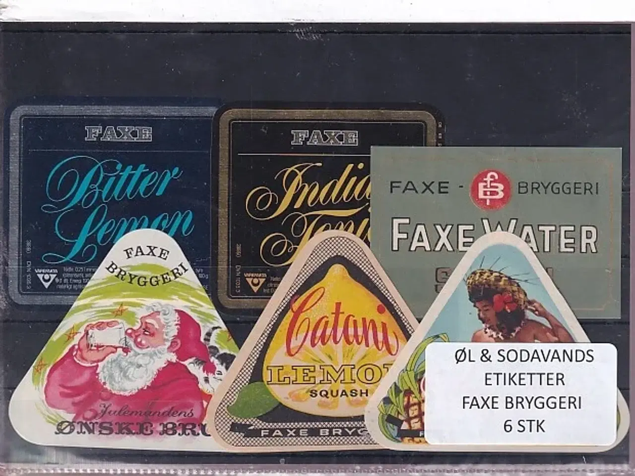 Billede 1 - Øl og Sodavands Etiketter - Faxe Bryggeri - 6 Stk.