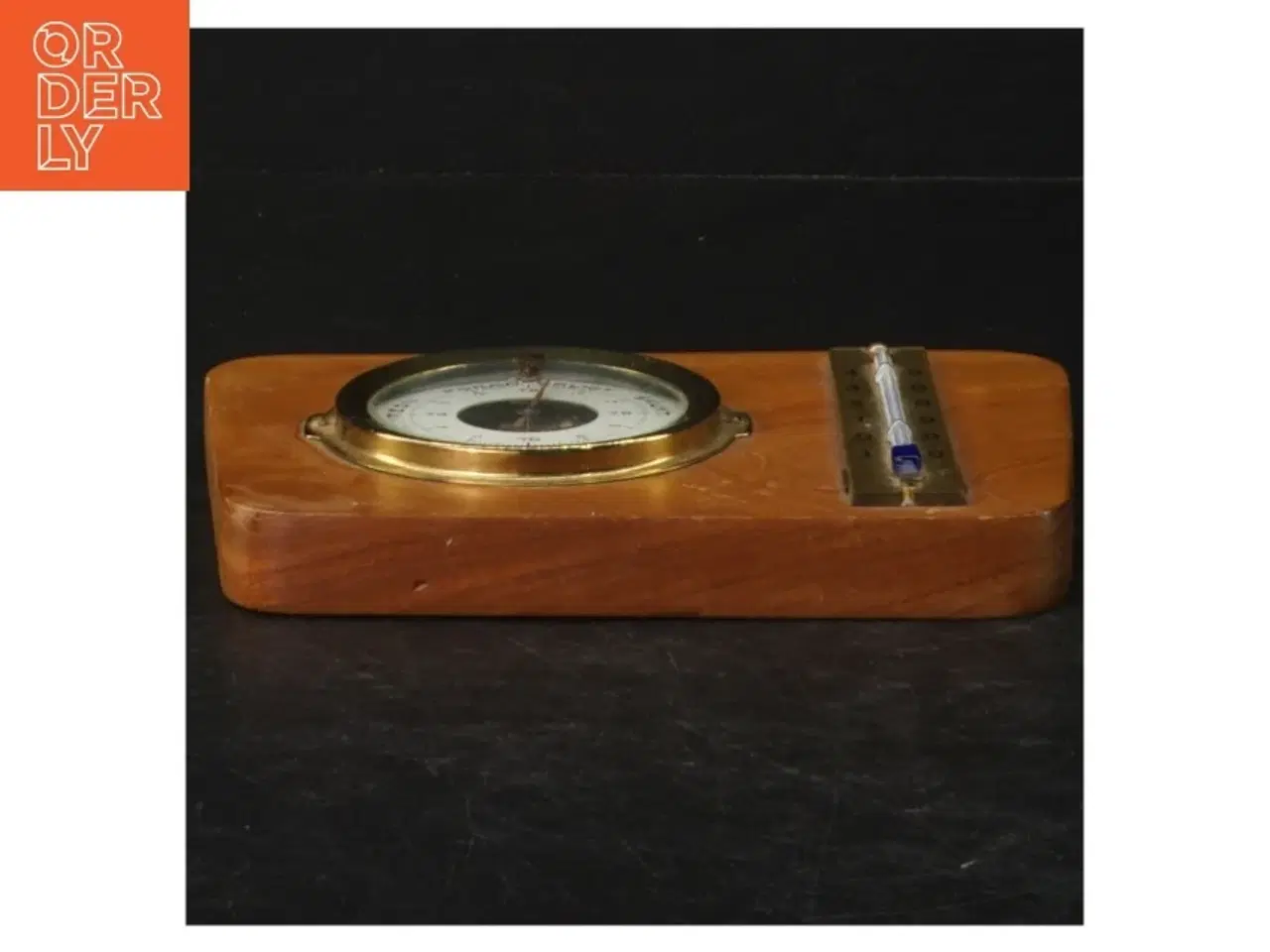 Billede 2 - Barometer og termometer på træplade (str. 16x12 cm)