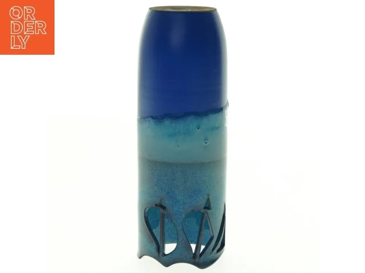 Billede 3 - Håndlavet Turkis Blå Keramisk vase (str. 19 x 7 cm)