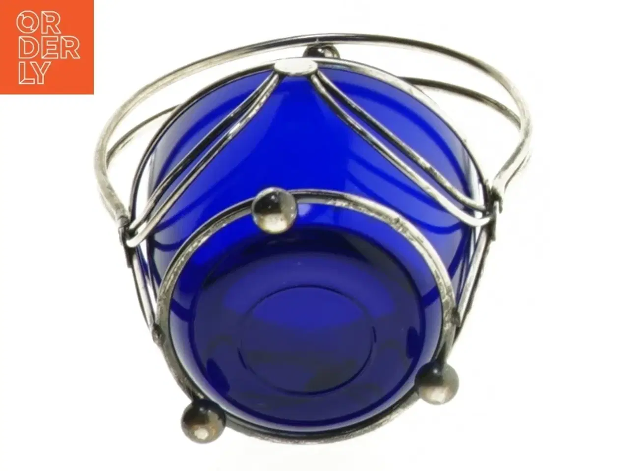 Billede 3 - Blå glas krukke med metalhængelåg (str. 15 cm)