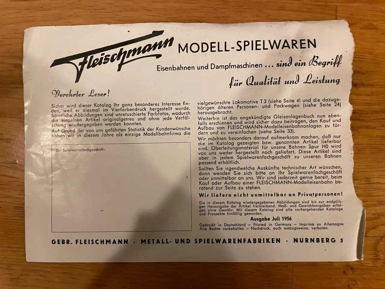 Billede 6 - Fleischmann modeltog 1956 papirmateriale