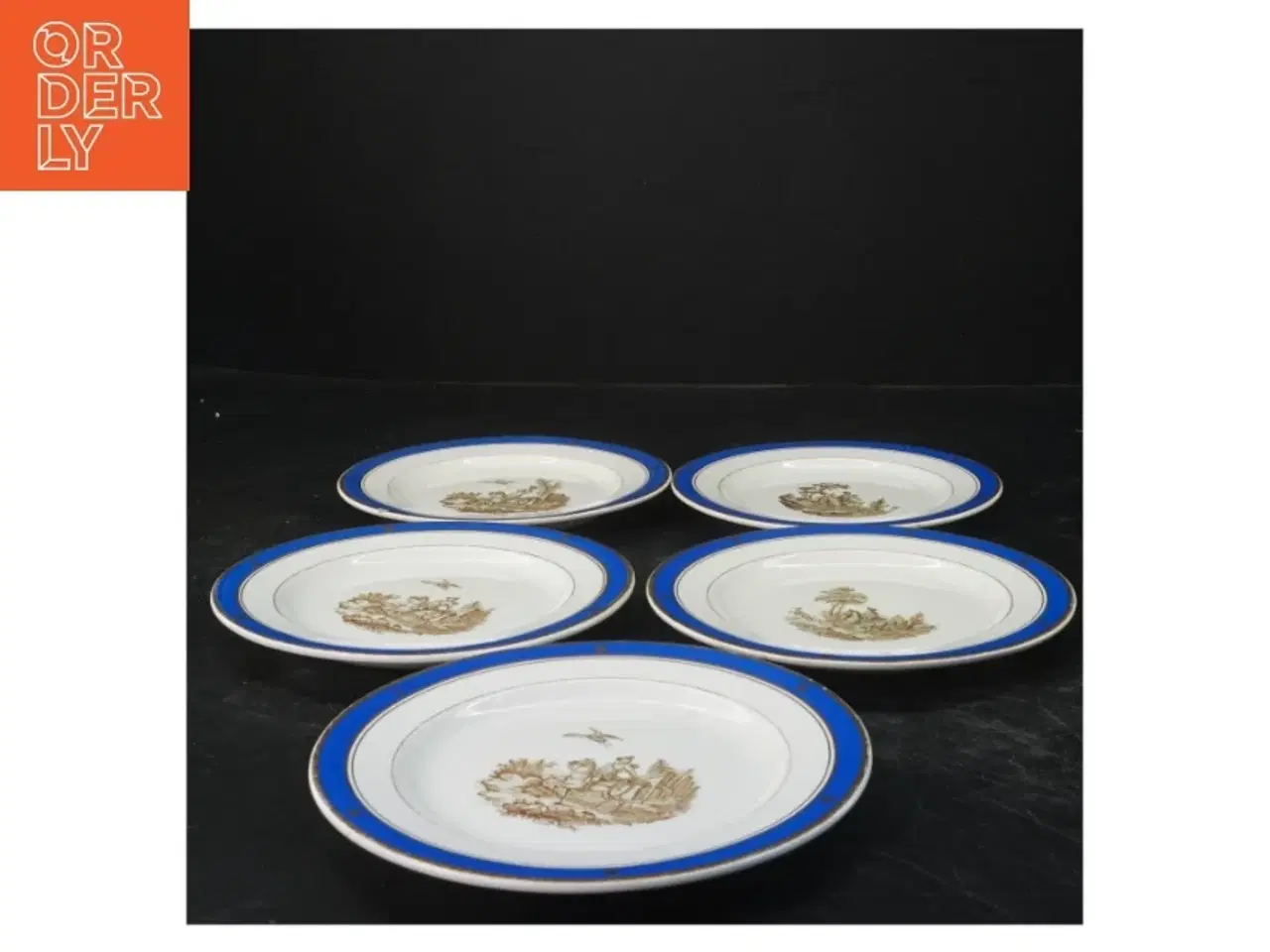 Billede 3 - Porcelænstallerkener med blå kant fra Københavns Fajance et Fabrik (str. Ø 15 cm)