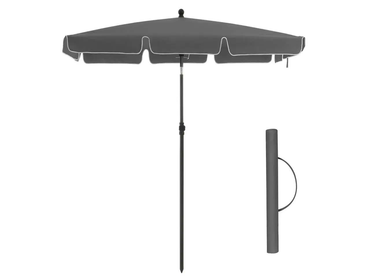 Billede 1 - Parasol til altan 2 × 1,25 m rektangulær, vippefunktion, UPF 50+, grå