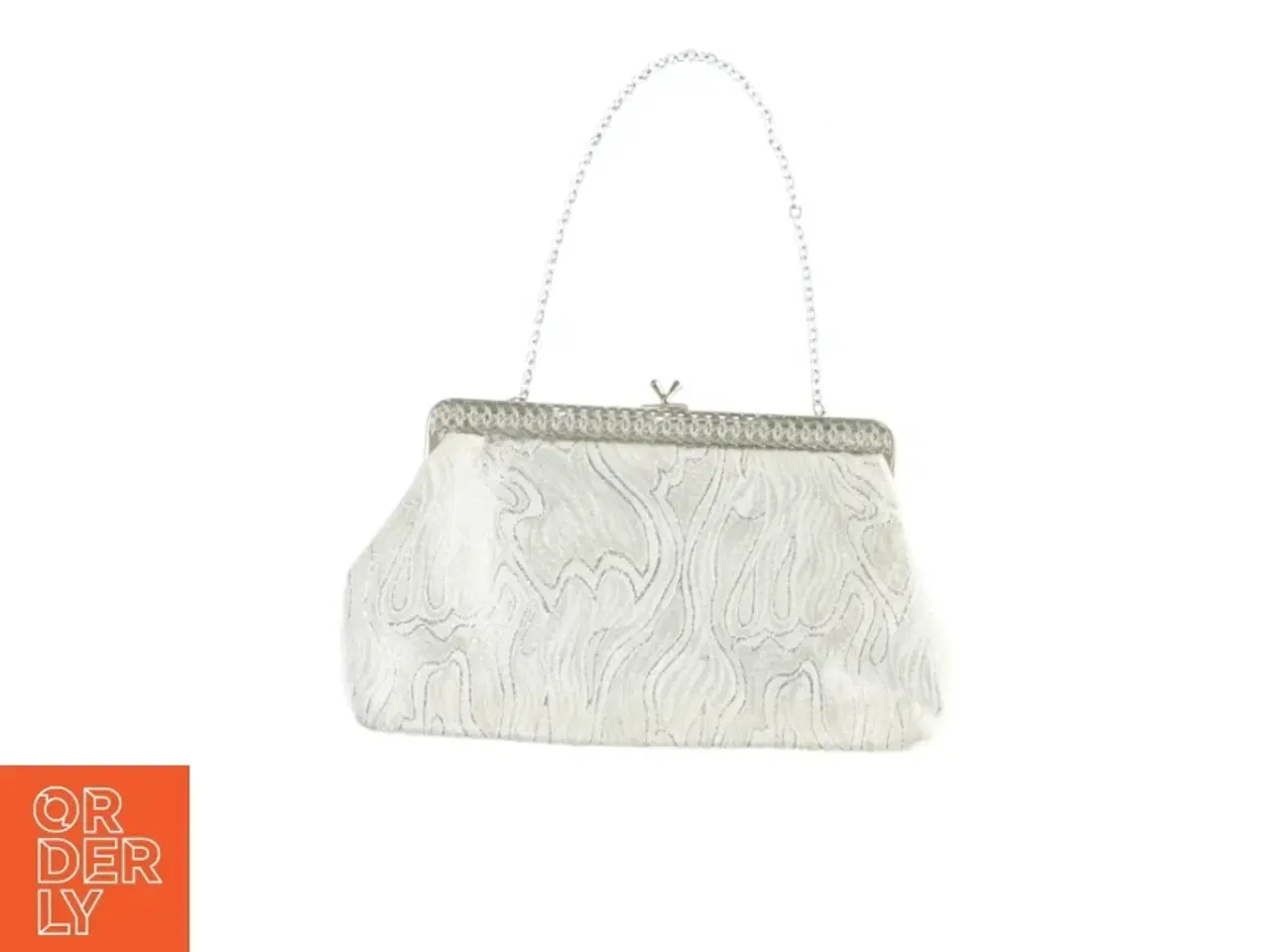 Billede 3 - Sølvfarvet aftenclutch med kæderem (str. 23x14 cm)