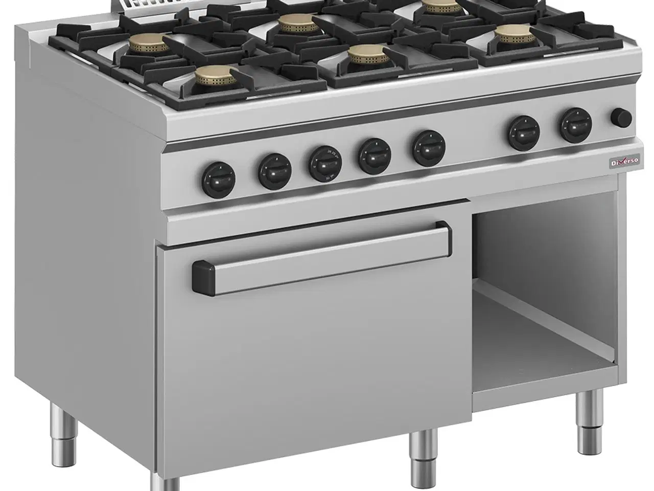 Billede 1 - Gaskomfur 6 blus (6x 5,5 kW) – Gasovn GN 2/1