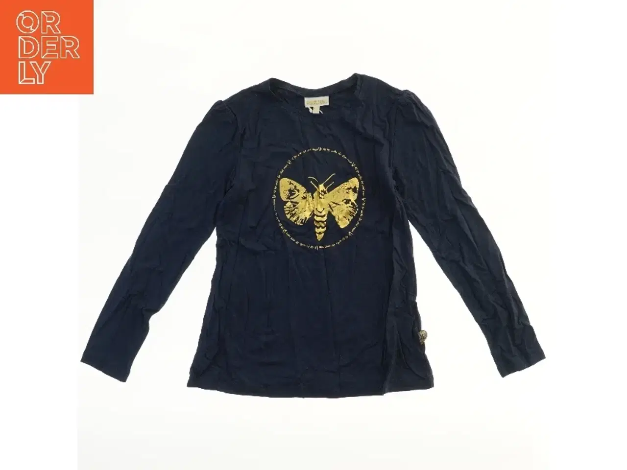 Billede 1 - Langærmet blå bluse med tryk fra Pomp de Lux (str. 140)