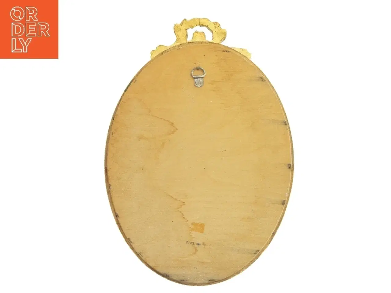 Billede 2 - Ovalt spejl med gylden ramme (str. 49x34 cm)