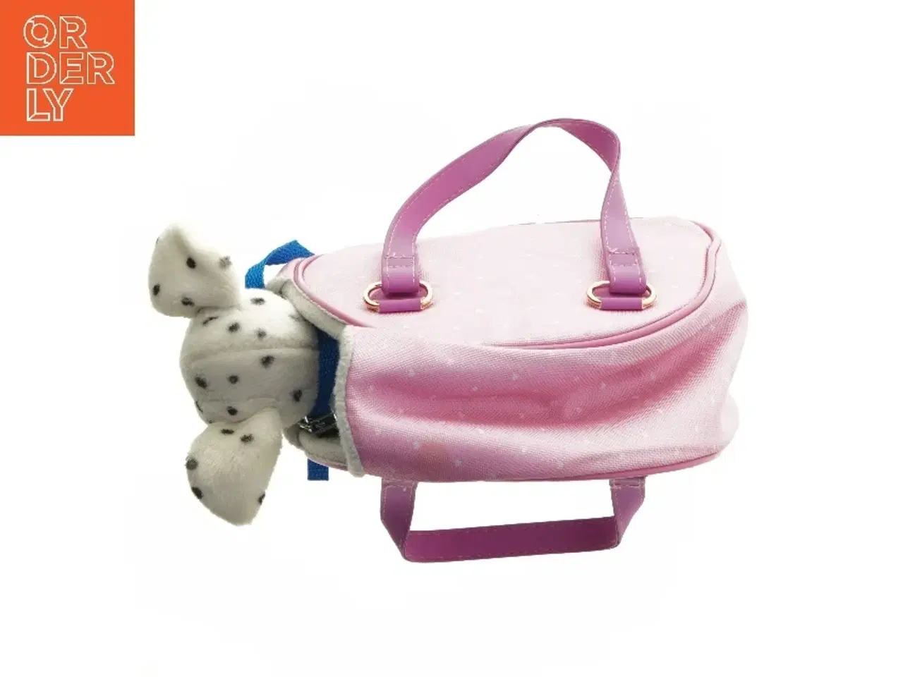 Billede 4 - Lyserød taske med dalmatinerskulptur (str. 22x18 cm)