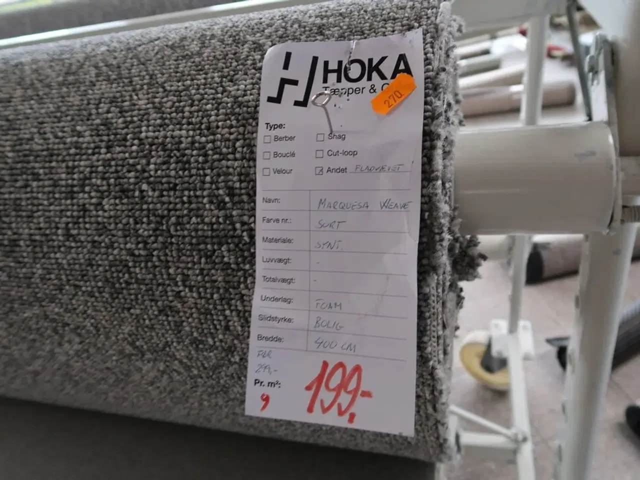 Billede 4 - Rulle gulvtæppe MARQUESA WEAVE Sort Synt