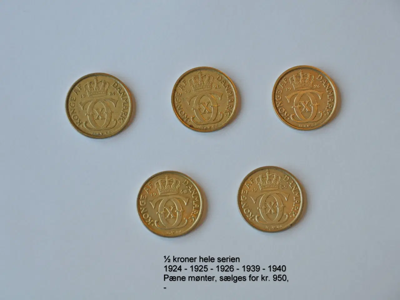 Billede 1 - ½ kroner Alle 5 stk. 1924-25-26-39-40