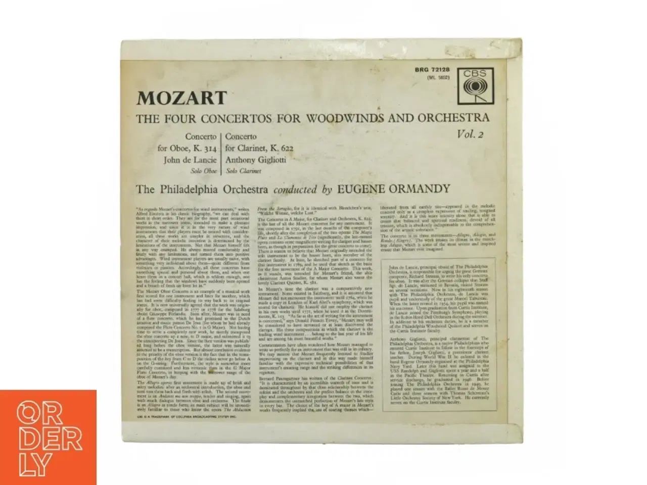 Billede 3 - Mozart, The four concertos for woodwinds and orchestra, vol 2 fra Cbs (str. 30 cm)
