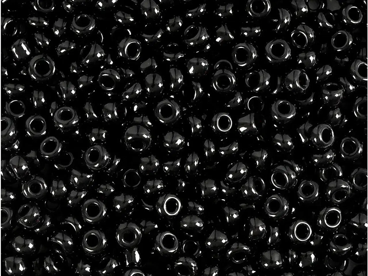 Billede 1 - Rocaiperler, diam. 3 mm, str. 8/0, hulstr. 0,6-1,0 mm, sort, 25g/ 1 pk.