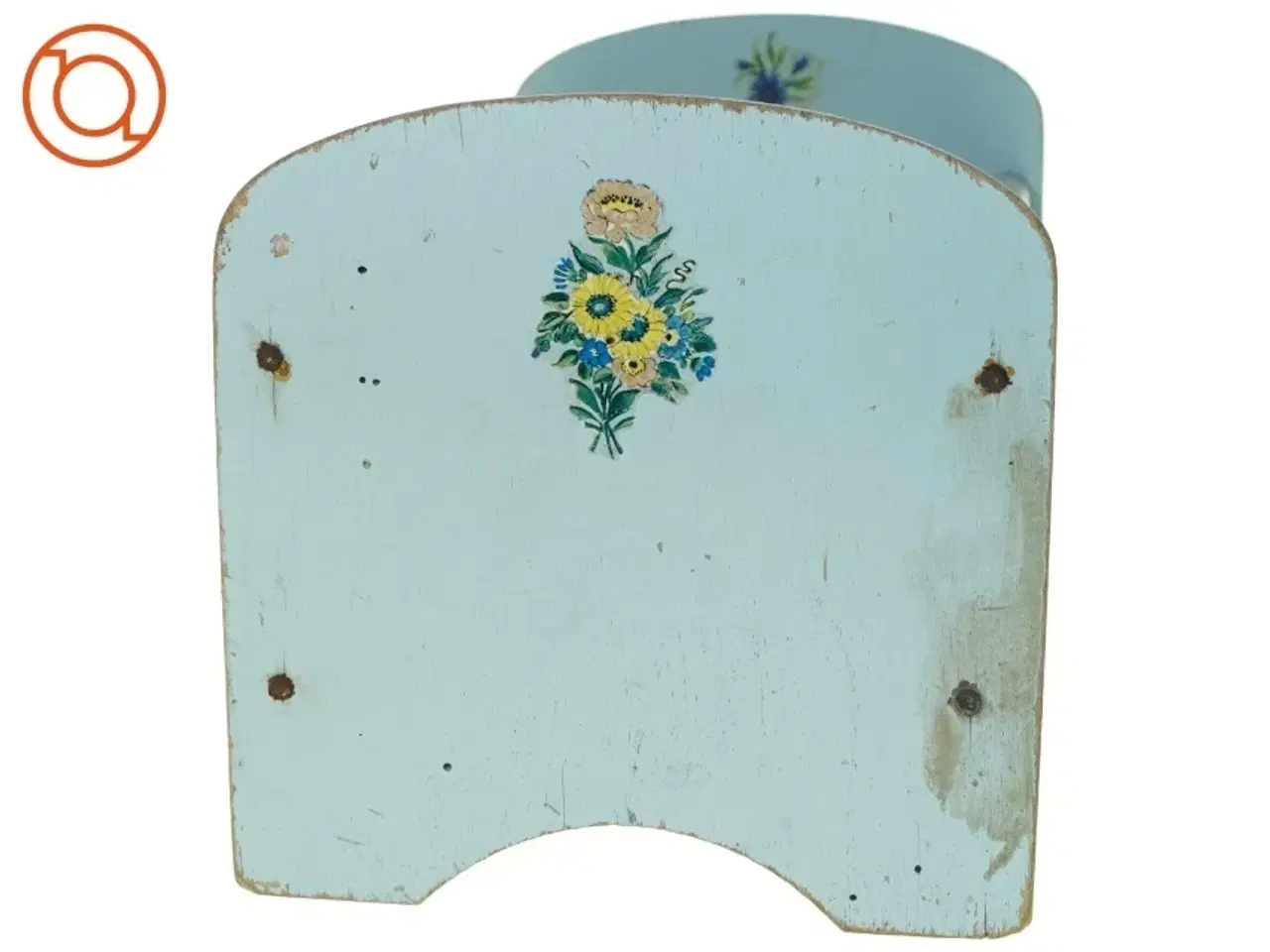 Billede 5 - Vintage Dukke-seng Træ med blomster dekoration (str. 19 x 20 x 33 cm)