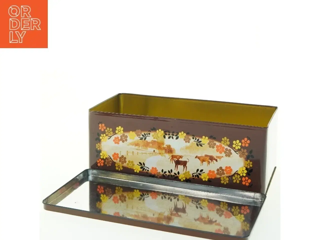 Billede 2 - Vintage metalkasse med landskabsmotiv (str. 23,5x12x9 cm)