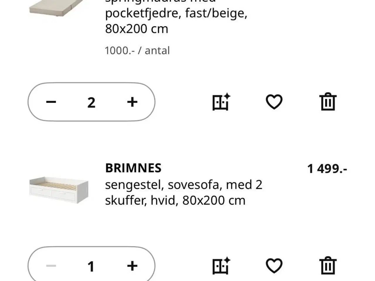 Billede 6 - Hvid IKEA Brimmes gæsteseng 80/160 x 200
