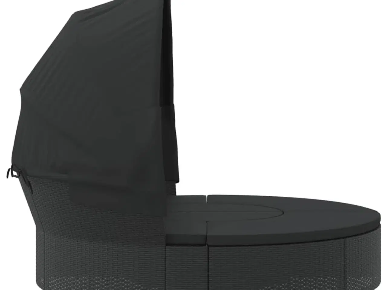 Billede 4 - Udendørs loungeseng med tag og hynder polyrattan sort
