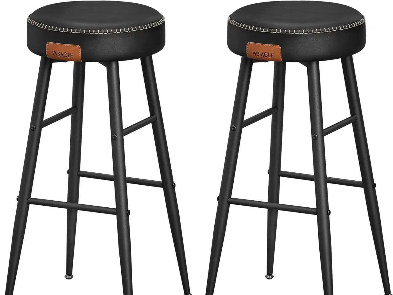 Billede 1 - 2 barstole i i sort stel med lækkert sæde