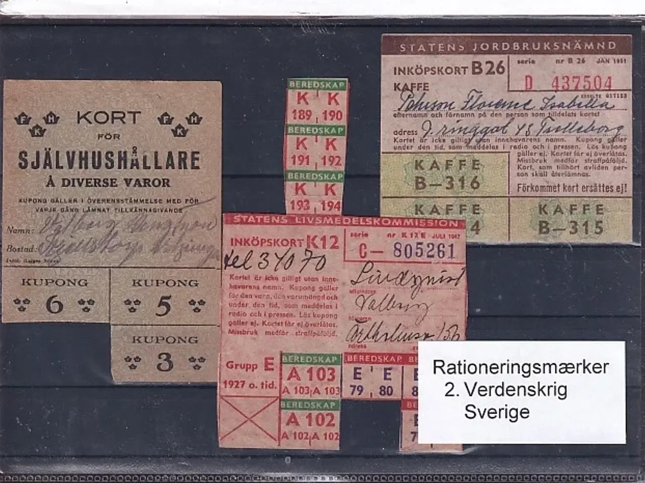 Billede 1 - Rationeringsmærker - 2. Verdenskrig - Sverige