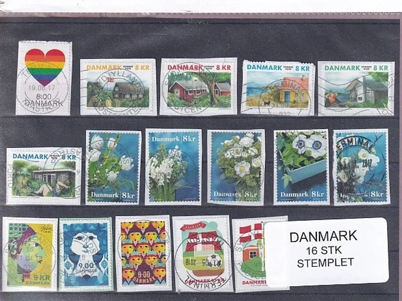 Billede 1 - Danmark - 16 Stk nye enkeltmærker - Stemplet