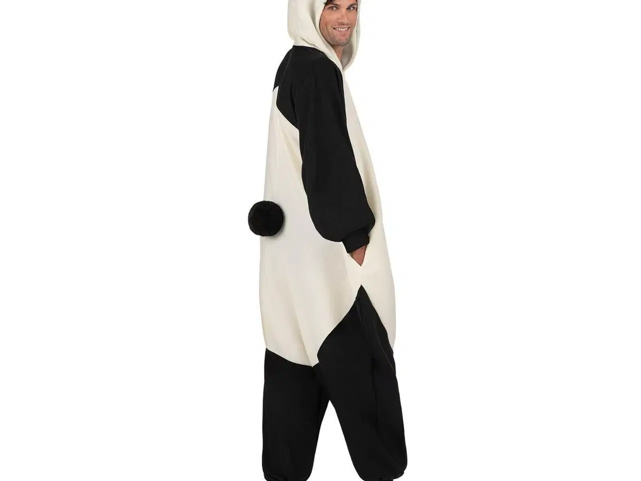 Billede 1 - Panda kostume til voksne - jumpsuit med hale (XS/S/M)