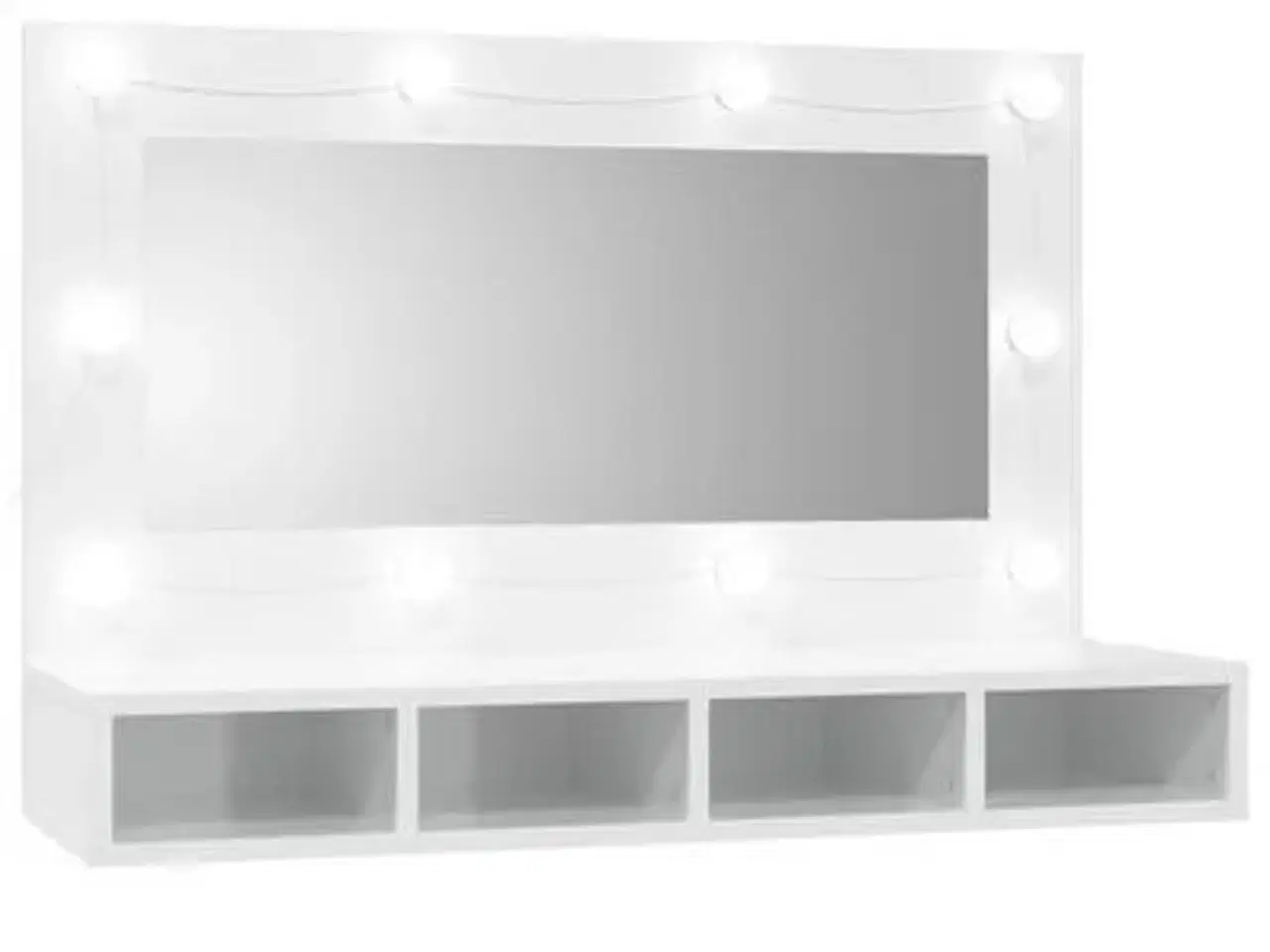 Billede 1 - vidaXL spejlskab med LED-lys 90x31,5x62 cm hvid hø