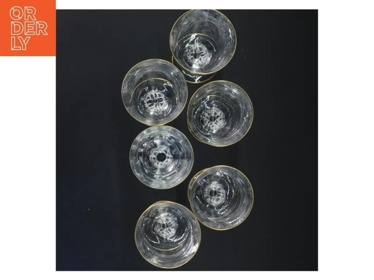 Billede 3 - Sæt med 6 glas med guldkant (str. 14x8 cm)