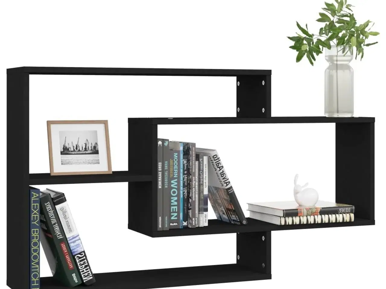 Billede 3 - Væghylder 104x20x58,5 cm konstrueret træ sort
