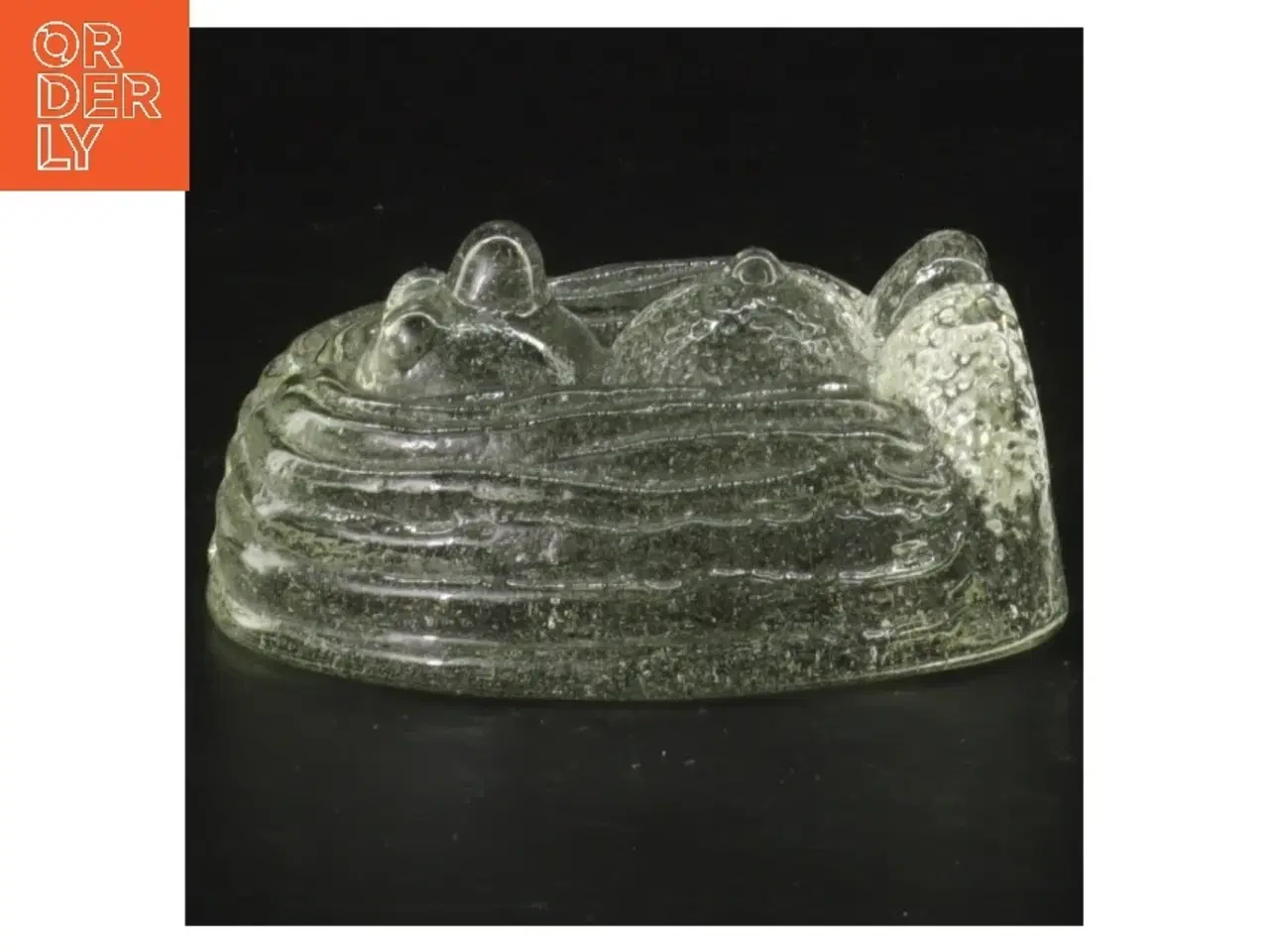 Billede 2 - Orrefors bogstøtte i glas formet som et dyr (str. 10x8 cm)