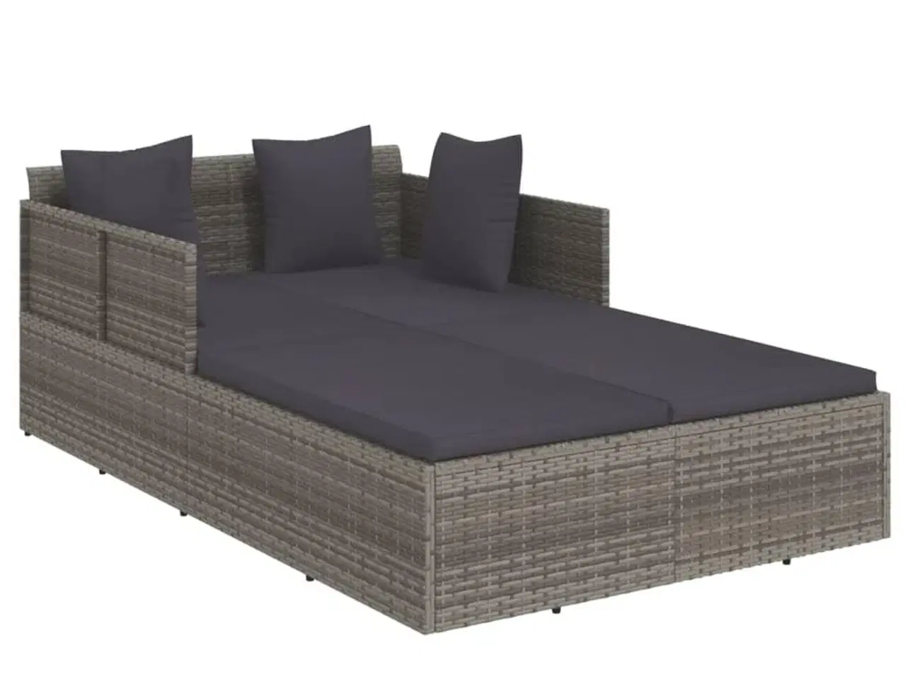 Billede 2 - Solseng med hynder 182x118x63 cm polyrattan grå