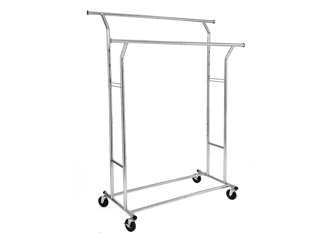 Billede 2 - Tøjstativ på hjul Heavy Duty 110 kg, justerbar længde 129–169 cm, krom