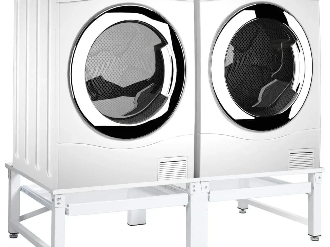Billede 2 - Sokkel til vaskemaskine og tørretumbler med udtrækshylder hvid