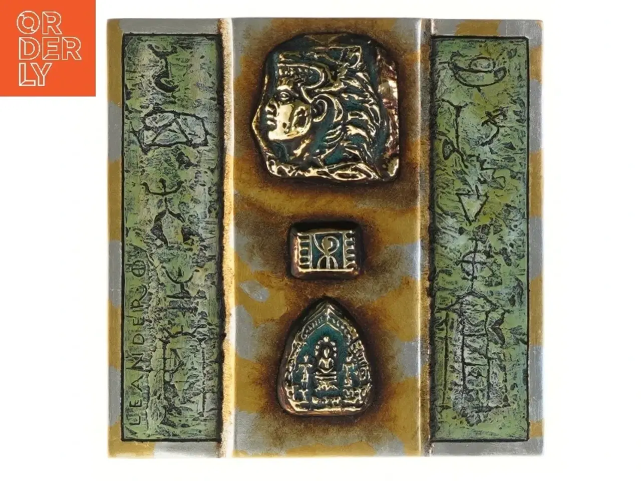 Billede 1 - Dekorativt kunstværk af Mogens Leander (str. 22x22 cm)