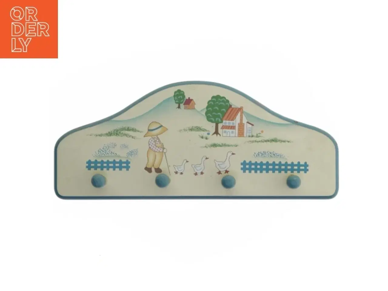 Billede 1 - Dekorativ knagerække med landligt motiv (str. 35,5x15 cm)