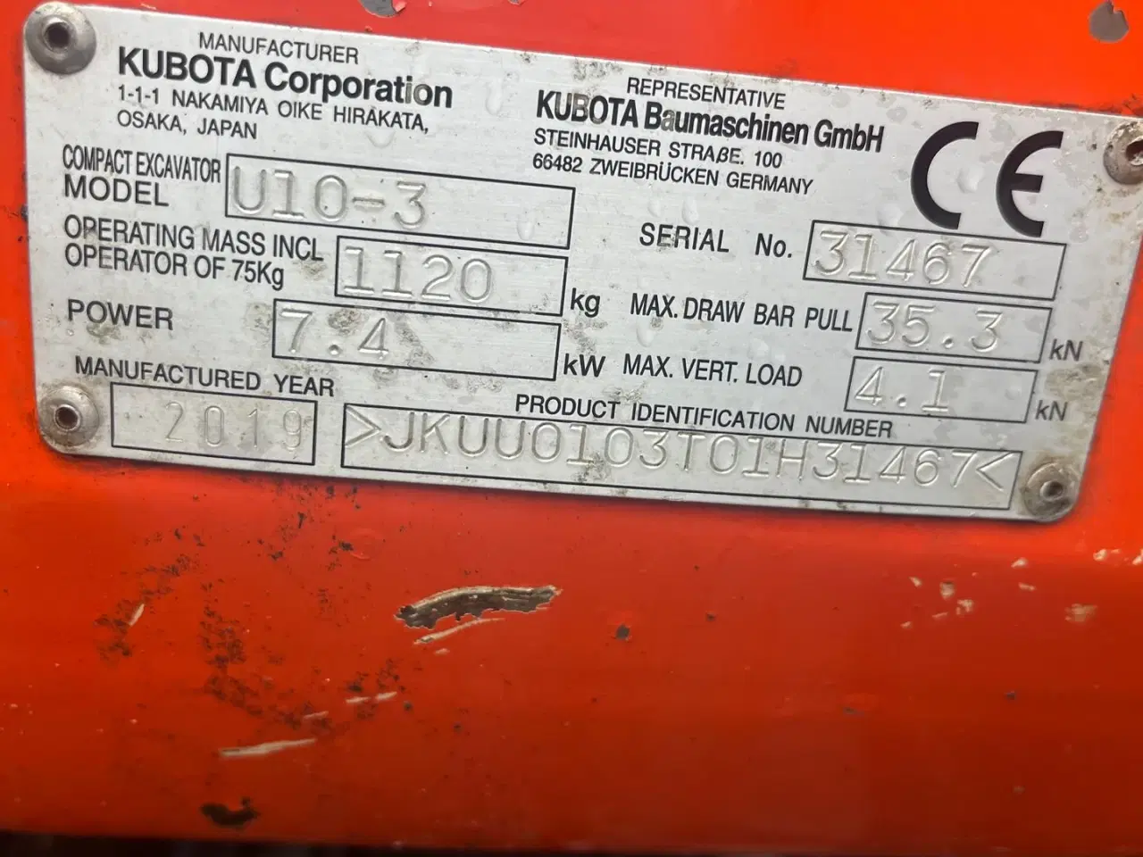Billede 3 - Kubota U10-3 SL Monteret med Udskudsarm