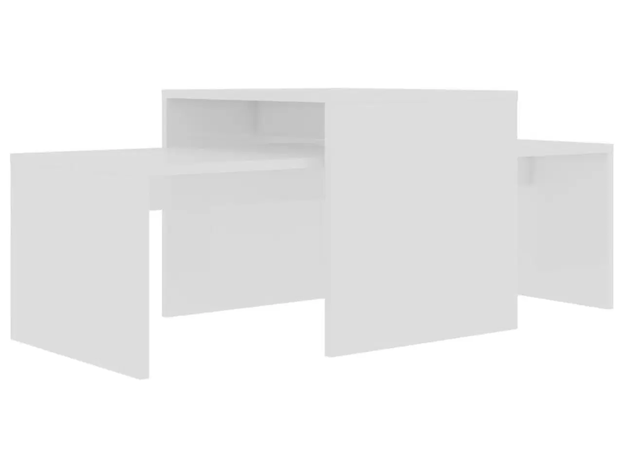 Billede 2 - Sofabordssæt 100x48x40 cm konstrueret træ hvid højglans