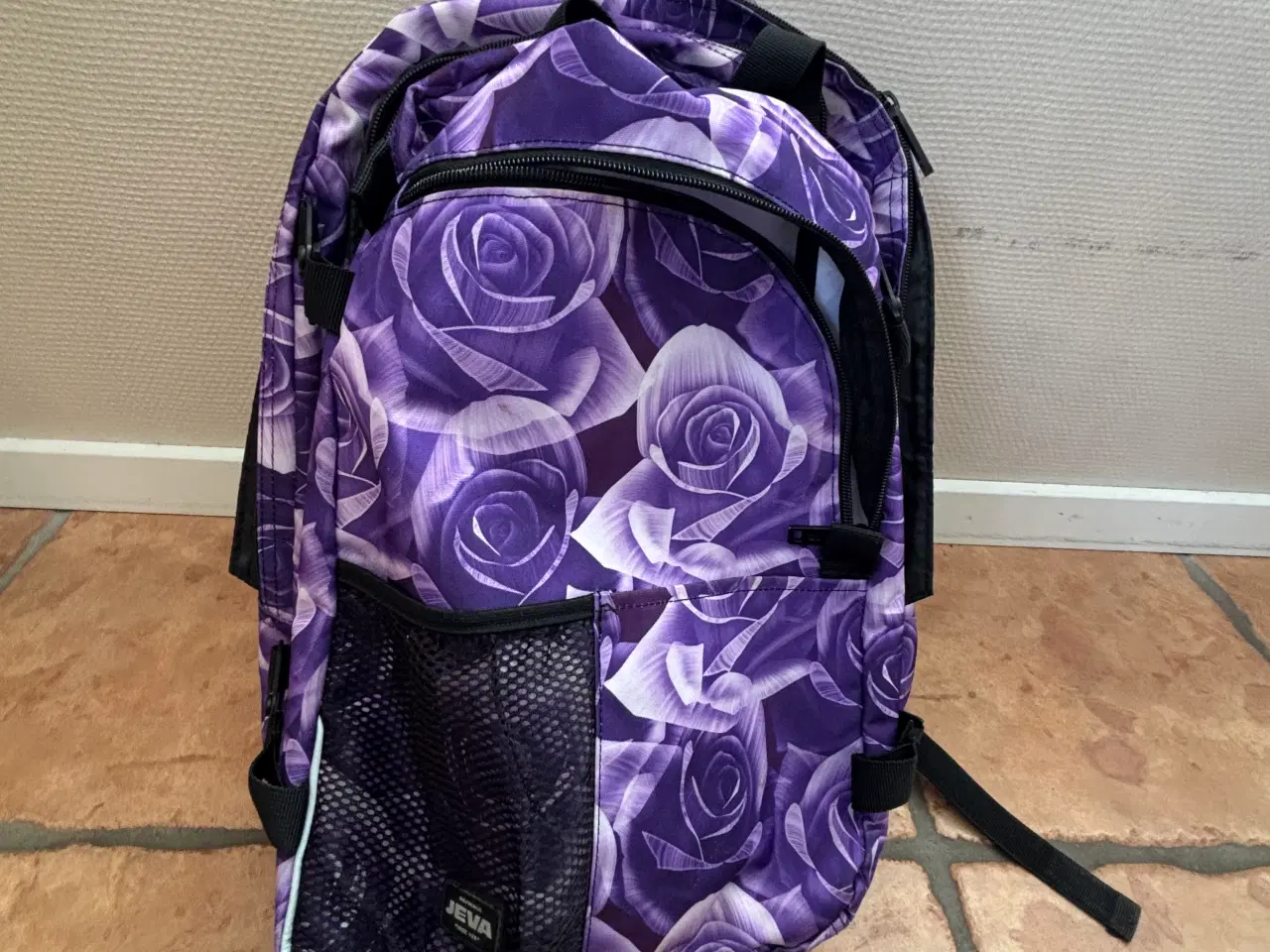 Billede 9 - Jeva skoletaske / rygsæk stof lilla mønster