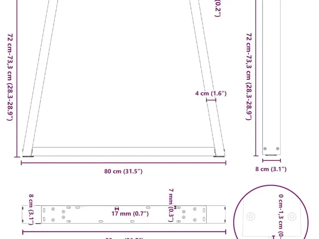 Billede 10 - Spisebordsben V-formet 2 stk. sort 80 x (72-73,3) cm stål
