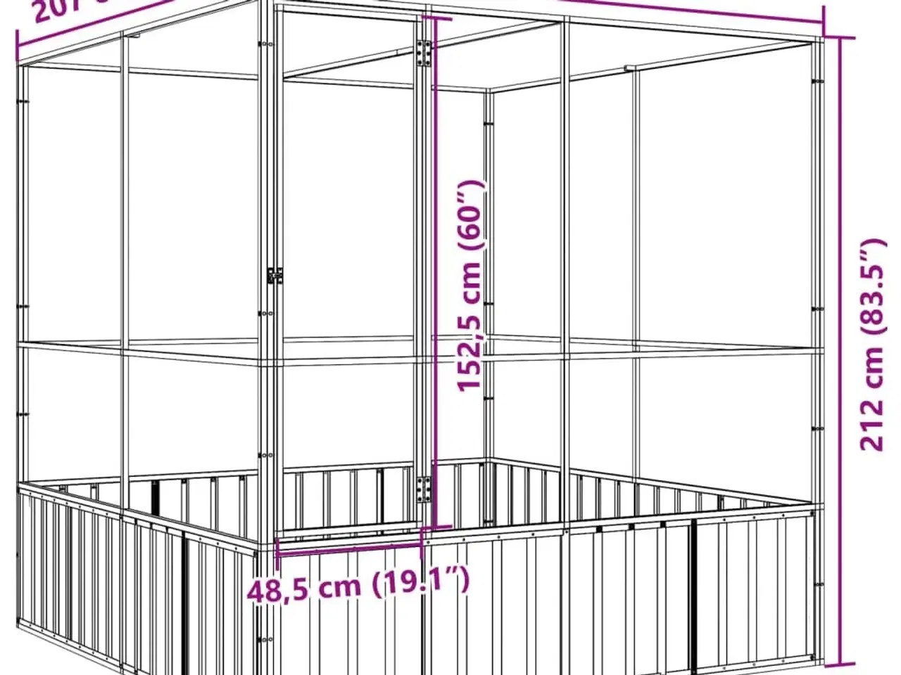 Billede 10 - Voliere 211x207x212 cm stål sølvfarvet