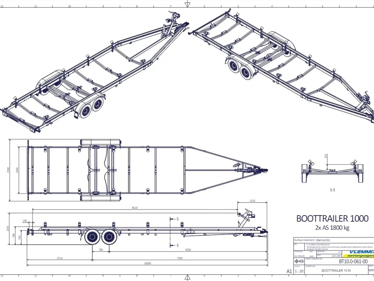 Billede 3 - Vlemmix Bådtrailer 1000x250 3500 Flex-Roll