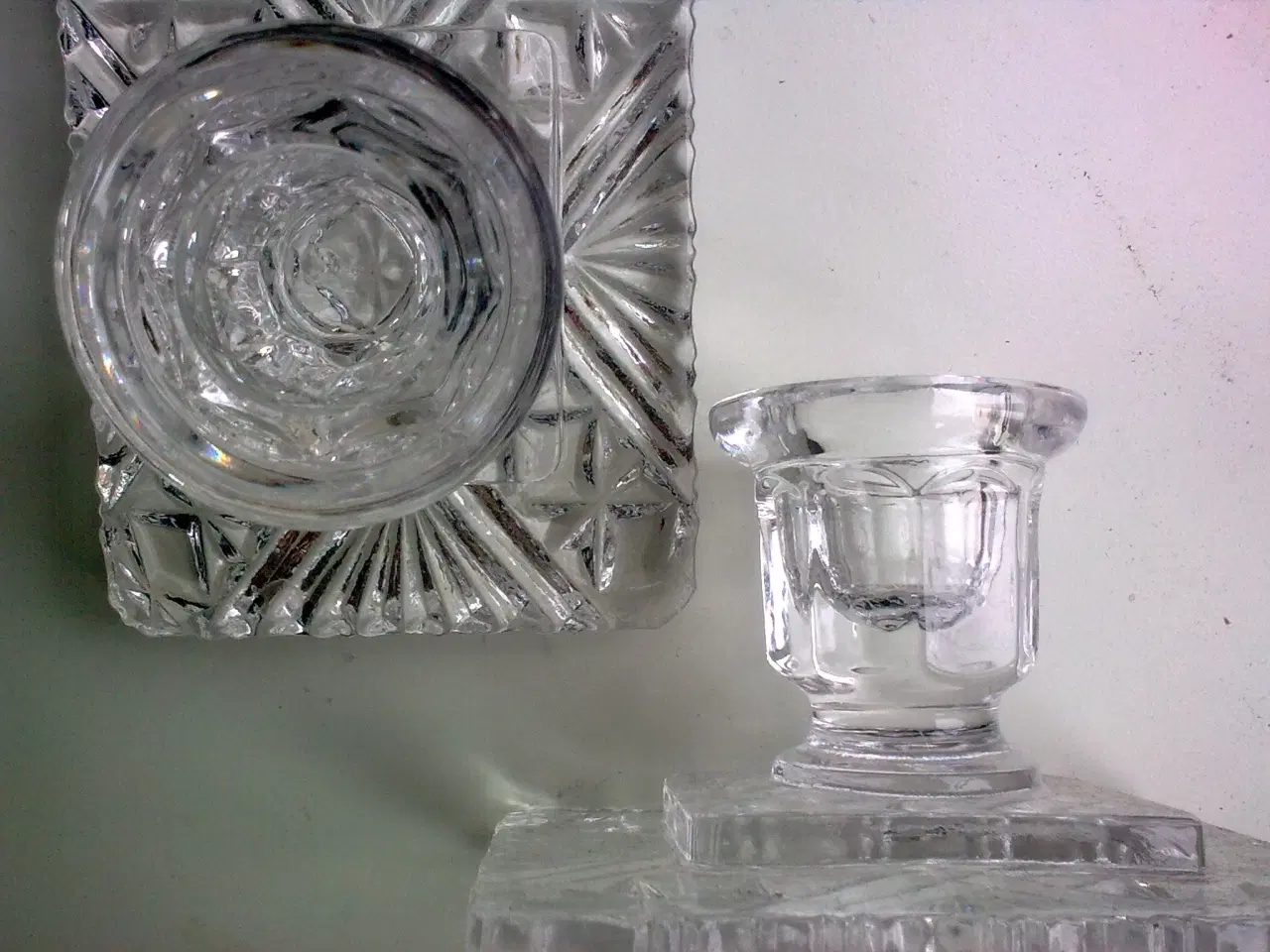 Billede 3 - Kronelys glas facet stage & 2 vintage skåle