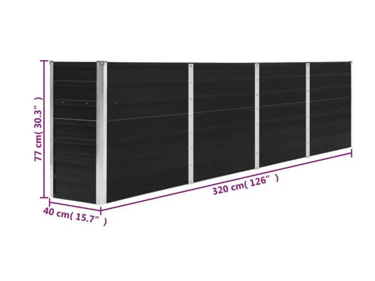 Billede 6 - Hævet havebed 320 x 40 x 77 cm galvaniseret stål antracitgrå