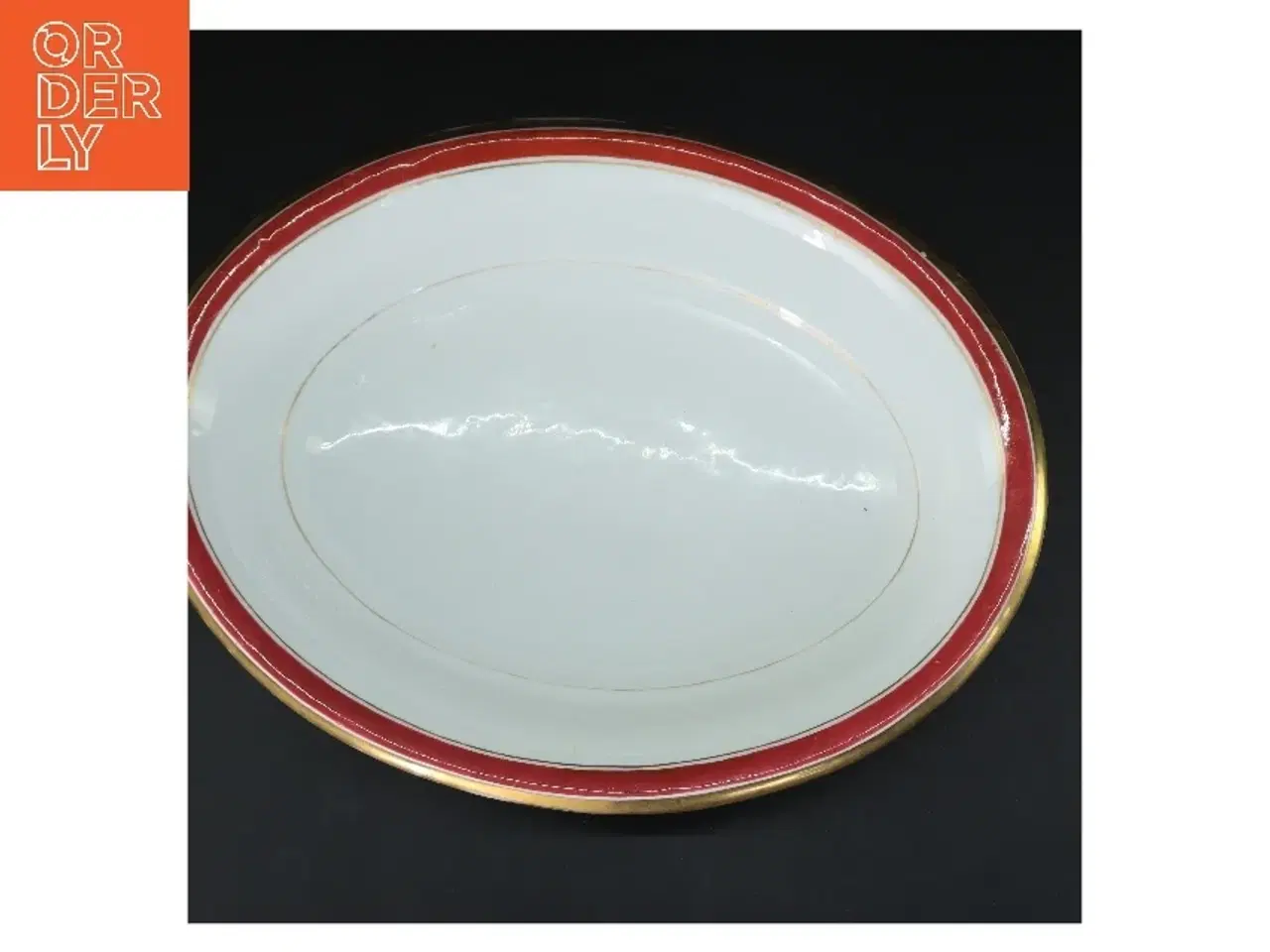 Billede 3 - Oval porcelænsskål med guldkant (str. 32 cm)