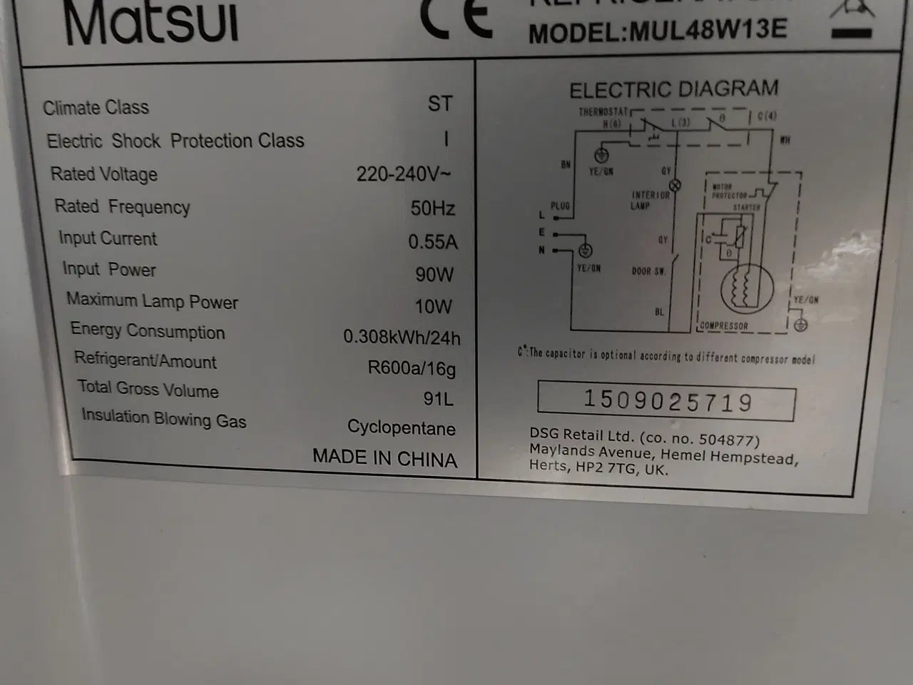 Billede 2 - Køleskab Matsui A+